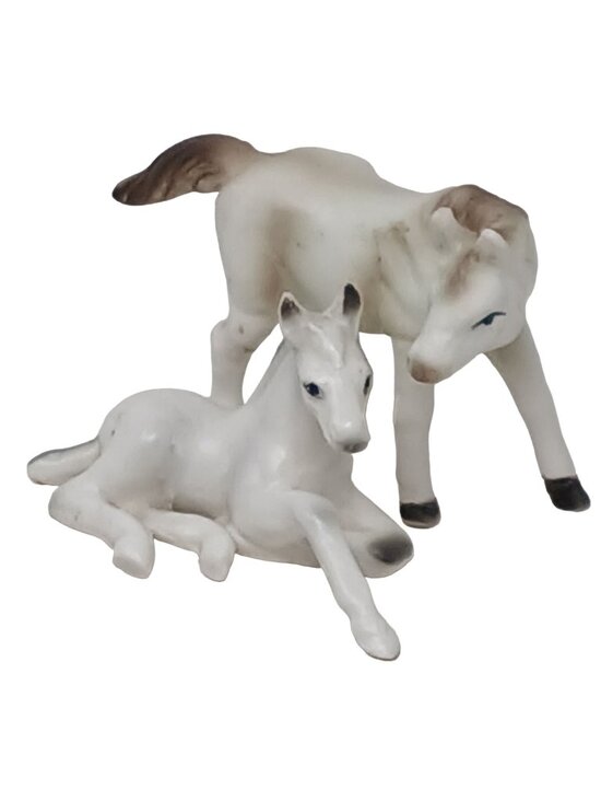 Japan Other - VTG Mare Foal Figurines Japan White & Brown Set of 2 Genuine Bone China #S-3